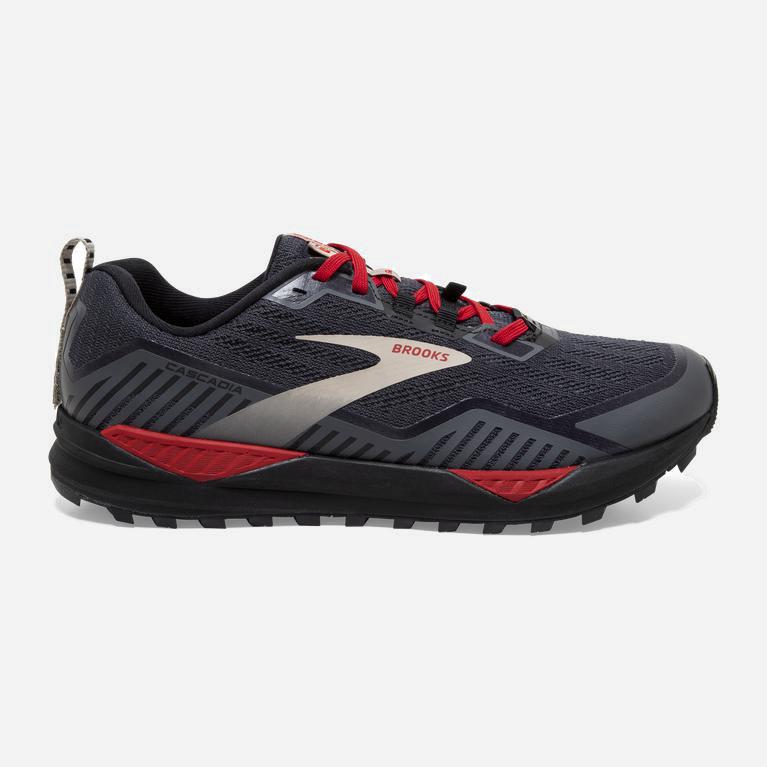 Pánske Brooks Cascadia 15 Gtx - Trailová Bežecká Obuv - Čierne/Siva/Červené (67593-CHSV)